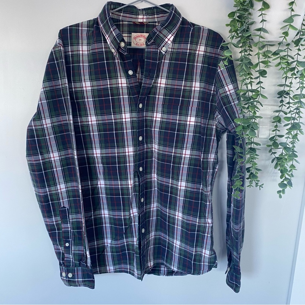 Brooks Brothers Green and Blue Plaid Dress Shirt